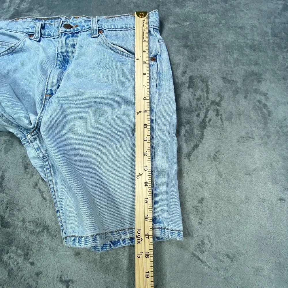 Vintage Levis 505 Jean Shorts 30 Blue Light Wash Orange Tab Jorts 90s Stone